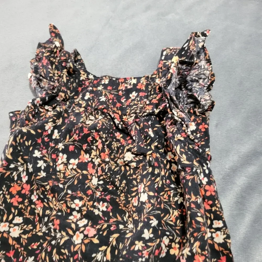 Old Navy Jumpsuits Girls Size 18 Months Black Floral Sleeveless Ruffle One Piece
